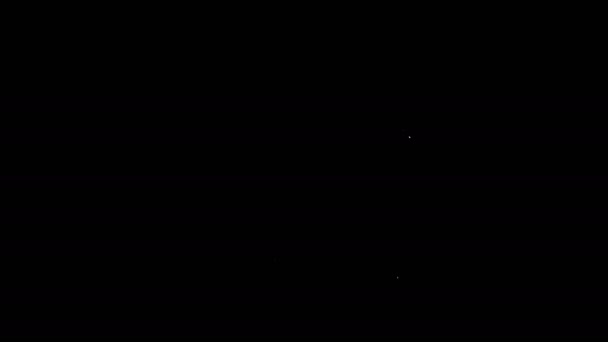 Icono de monopatín de línea blanca aislado sobre fondo negro. Deporte extremo. Equipamiento deportivo. Animación gráfica de vídeo 4K — Vídeos de Stock