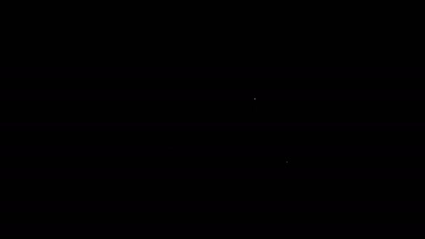 Bílá čára Skateboard na ulici ikona rampy izolované na černém pozadí. Extrémní sport. Sportovní vybavení. Grafická animace pohybu videa 4K — Stock video
