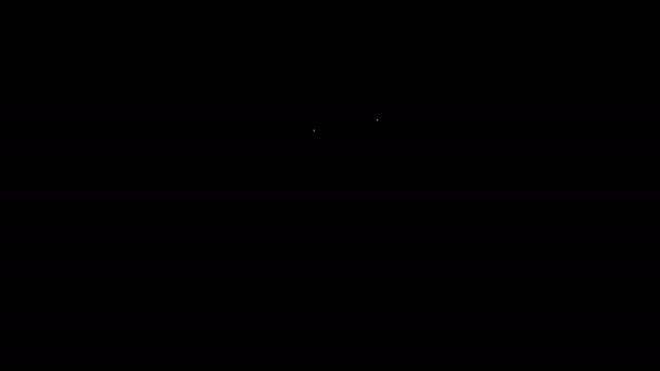 Línea blanca Icono de bastones de esquí aislado sobre fondo negro. Deporte extremo. Equipo de esquí. Icono de deportes de invierno. Animación gráfica de vídeo 4K — Vídeo de stock