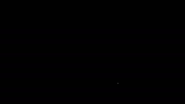 Biała linia Narty i kije ikona izolowane na czarnym tle. Ekstremalny sport. Sprzęt narciarski. Ikona sportów zimowych. 4K Animacja graficzna ruchu wideo — Wideo stockowe
