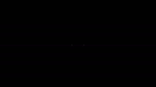 Línea blanca Icono de esquí y bastones aislado sobre fondo negro. Deporte extremo. Equipo de esquí. Icono de deportes de invierno. Animación gráfica de vídeo 4K — Vídeo de stock