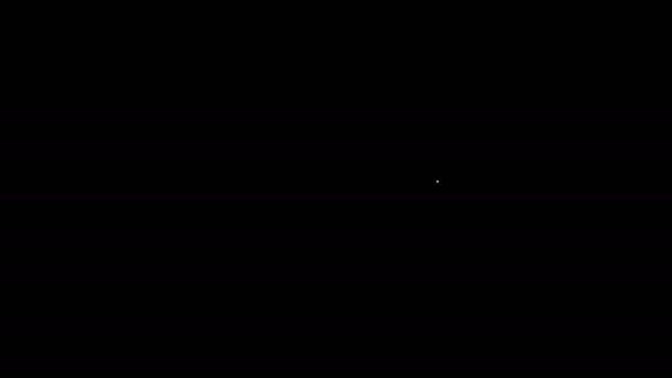 Línea blanca Icono de paracaídas aislado sobre fondo negro. Deporte extremo. Equipamiento deportivo. Animación gráfica de vídeo 4K — Vídeos de Stock