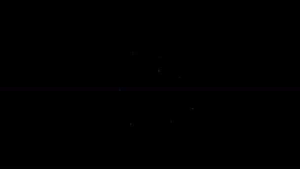 Biała ikona spadochronu na czarnym tle. Ekstremalny sport. Urządzenia sportowe. 4K Animacja graficzna ruchu wideo — Wideo stockowe