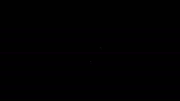Белая линия Колышки для тентов значок изолирован на черном фоне. Экстремальный спорт. Спортивное оборудование. Видеографическая анимация 4K — стоковое видео