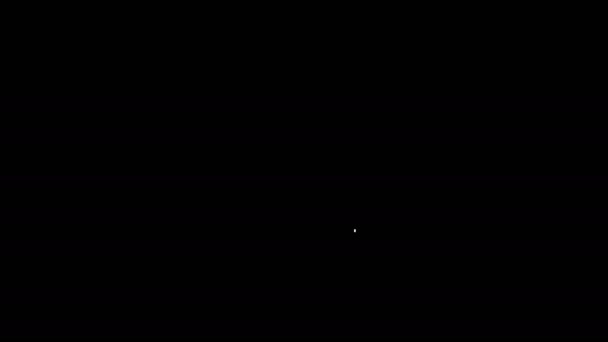 Witte lijn Klim touw pictogram geïsoleerd op zwarte achtergrond. Extreme sport. Sportuitrusting. 4K Video motion grafische animatie — Stockvideo