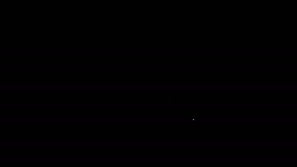 Icona Surfboard linea bianca isolata su sfondo nero. Tavola da surf. Sport estremi. Attrezzature sportive. Animazione grafica 4K Video motion — Video Stock