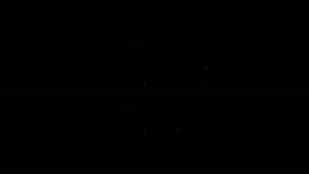Біла лінія Маска для дайвінгу та значок аквалангу ізольовані на чорному тлі. Кисневий бак для дайверів. Екстремальний спорт. Спортивне обладнання. 4K Відео рух графічна анімація — стокове відео