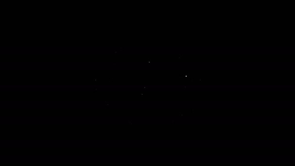 Biała linia Sztuczka rowerowa ikona wyizolowana na czarnym tle. Wyścig rowerowy. Ekstremalny sport. Urządzenia sportowe. 4K Animacja graficzna ruchu wideo — Wideo stockowe