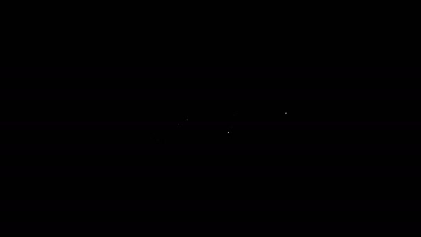 Weiße Linie Fahrrad auf Straßenrampe Symbol isoliert auf schwarzem Hintergrund. Skatepark. Extremsport. Sportgeräte. 4K Video Motion Grafik Animation — Stockvideo