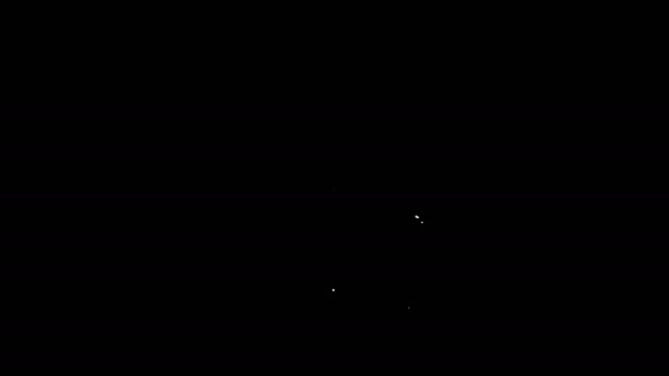 Witte lijn Fietswiel pictogram geïsoleerd op zwarte achtergrond. Fietstocht. Extreme sport. Sportuitrusting. 4K Video motion grafische animatie — Stockvideo