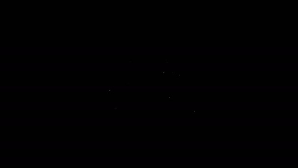 Icono de bicicleta de línea blanca aislado sobre fondo negro. Carrera de bicicletas. Deporte extremo. Equipamiento deportivo. Animación gráfica de vídeo 4K — Vídeo de stock