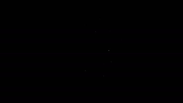 Witte lijn Winderig weerpictogram geïsoleerd op zwarte achtergrond. Zon met wolk en wind. 4K Video motion grafische animatie — Stockvideo