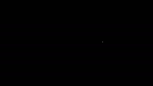 Bílá čára Vločka ikona izolované na černém pozadí. Grafická animace pohybu videa 4K — Stock video