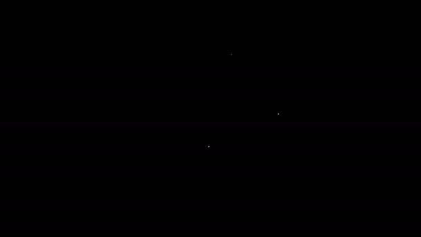 Linea bianca Nuvola con icona neve e sole isolata su sfondo nero. Nuvola con fiocchi di neve. Icona del tempo singolo. Segno di neve. Animazione grafica 4K Video motion — Video Stock
