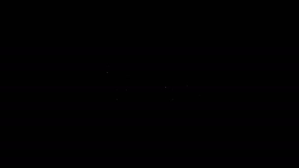 Weiße Linie Formel-Rennwagen-Symbol isoliert auf schwarzem Hintergrund. 4K Video Motion Grafik Animation — Stockvideo