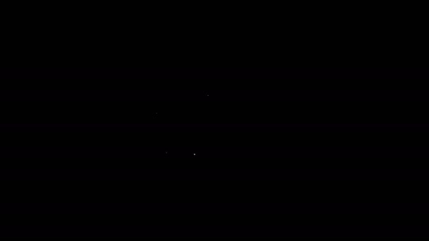 Weiße Linie Zug Symbol isoliert auf schwarzem Hintergrund. Symbol für den öffentlichen Nahverkehr. U-Bahn-Verkehr. U-Bahn. 4K Video Motion Grafik Animation — Stockvideo