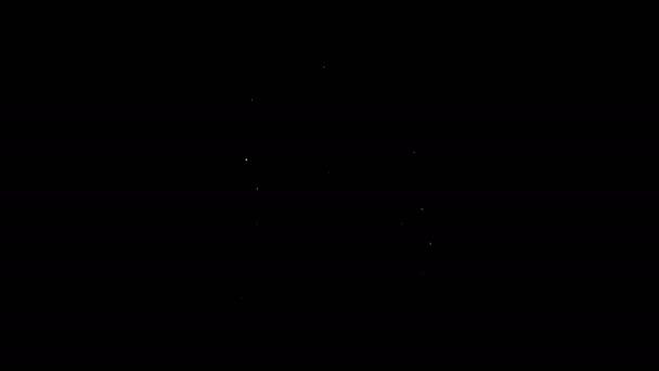 Weiße Linie Retro Minivan Symbol isoliert auf schwarzem Hintergrund. Alter Reisebus im Retro-Stil. 4K Video Motion Grafik Animation — Stockvideo