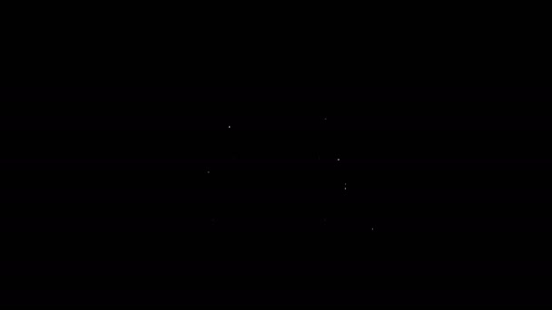 Línea blanca Icono del coche aislado sobre fondo negro. Vista frontal. Animación gráfica de vídeo 4K — Vídeo de stock