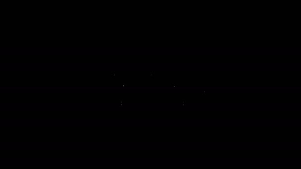 Línea blanca Hatchback coche icono aislado sobre fondo negro. Animación gráfica de vídeo 4K — Vídeo de stock