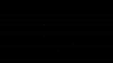 Beyaz çizgi zil simgesi siyah arkaplanda izole edildi. Alarm sembolü, servis zili, el zili işareti, uyarı sembolü. 4K Video hareketli grafik canlandırması