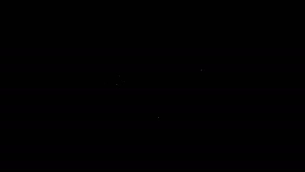 Línea blanca Icono de dados de mano humana tirando juego aislado sobre fondo negro. Animación gráfica de vídeo 4K — Vídeo de stock