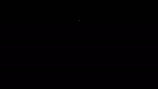 Linha branca ícone de boné de graduação e graduação isolado no fundo preto. Animação gráfica em movimento de vídeo 4K — Vídeo de Stock