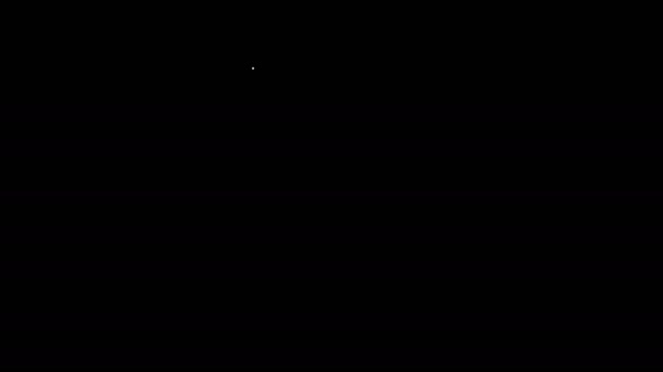 Biała ikona notebooka izolowana na czarnym tle. Ikona notatnika spiralnego. Notatnik szkolny. Podkładka do pisania. Pamiętnik do szkoły. 4K Animacja graficzna ruchu wideo — Wideo stockowe