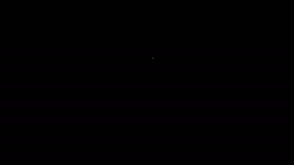 Linea bianca Disegno icona bussola isolato su sfondo nero. Segno dei cavalcavia. Strumenti di disegno e didattici. Strumento geometrico. Animazione grafica 4K Video motion — Video Stock