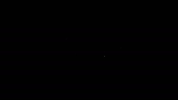 Linea bianca Icona campanello d'allarme suonante isolato su sfondo nero. Simbolo di allarme, campanello di servizio, segnale di campanello, simbolo di notifica. Animazione grafica 4K Video motion — Video Stock