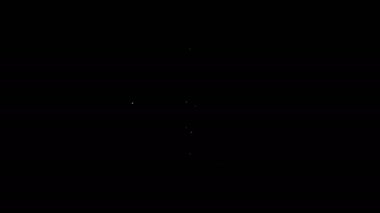 Siyah arka planda siyah ikon olan beyaz çizgi ahşap fıçı rafta. 4K Video hareketli grafik canlandırması