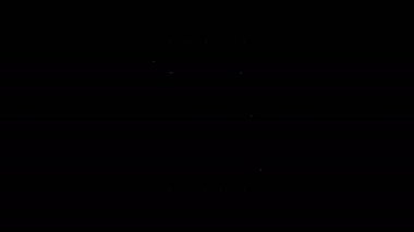 Beyaz çizgi ahşap varil ikonu siyah arka planda izole edildi. Alkol fıçısı, içki kabı, bira için tahta fıçı, viski, şarap. 4K Video hareketli grafik canlandırması
