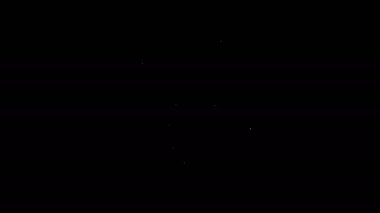 Beyaz çizgi Yahudi madeni para simgesi siyah arka planda izole edildi. Para birimi sembolü. 4K Video hareketli grafik canlandırması