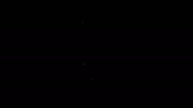 Siyah arkaplanda beyaz çizgi Tevrat kaydırma simgesi izole edildi. Genişletilmiş Yahudi Tevrat 'ı. David 'in Yıldızı sembolü. Eski parşömen tomarı. 4K Video hareketli grafik canlandırması