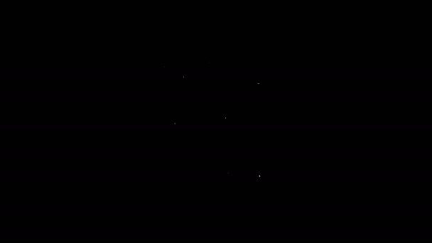 Vit linje Glas av whisky och isbitar ikonen isolerad på svart bakgrund. 4K Video motion grafisk animation — Stockvideo