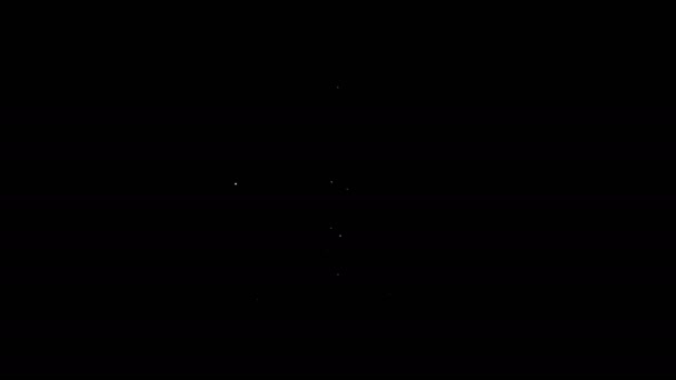 Witte lijn Houten vat op rek met stoppenpictogram geïsoleerd op zwarte achtergrond. 4K Video motion grafische animatie — Stockvideo