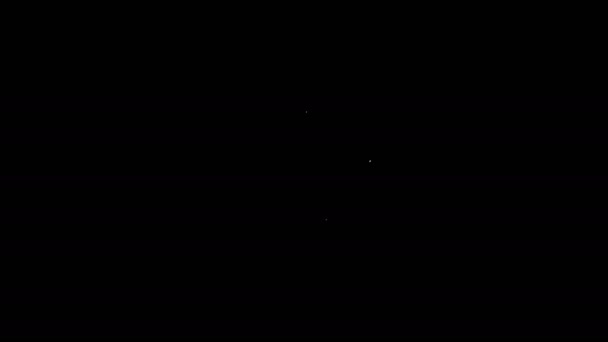 Bílá čára Ikona bouře izolovaná na černém pozadí. Mrak s blesky a měsíčním znamením. Ikona počasí bouře. Grafická animace pohybu videa 4K — Stock video
