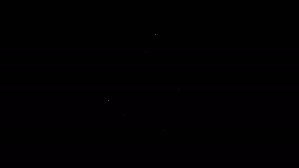 Белая линия Луна и звезды значок изолированы на черном фоне. Видеографическая анимация 4K — стоковое видео
