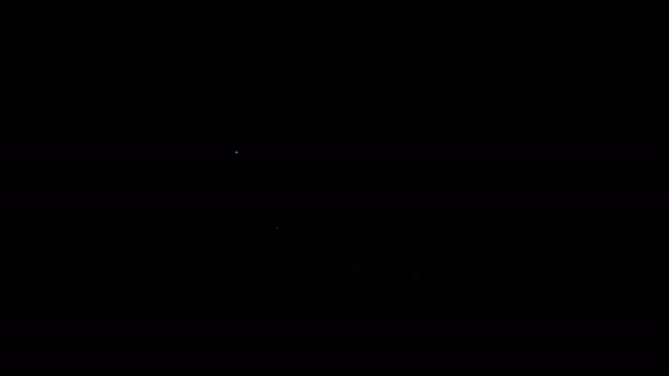 Witte lijn Wolk met regenpictogram geïsoleerd op zwarte achtergrond. Regenwolk neerslag met regendruppels. 4K Video motion grafische animatie — Stockvideo