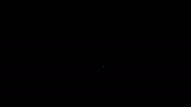 Значок термометра белой линии выделен на черном фоне. Видеографическая анимация 4K — стоковое видео