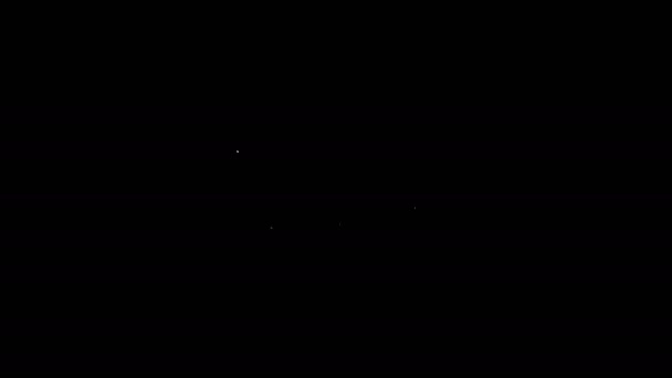 Fehér vonal Vihar ikon elszigetelt fekete háttérrel. Felhő és villám jel. A vihar időjárási jelképe. 4K Videó mozgás grafikus animáció — Stock videók