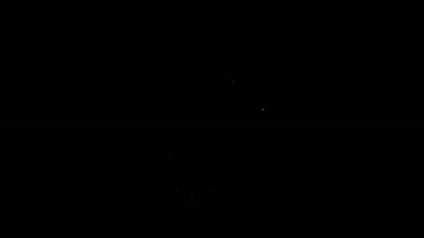 Línea blanca Nube con icono de lluvia y luna aislada sobre fondo negro. precipitación de nubes de lluvia con gotas de lluvia. Animación gráfica de vídeo 4K — Vídeos de Stock