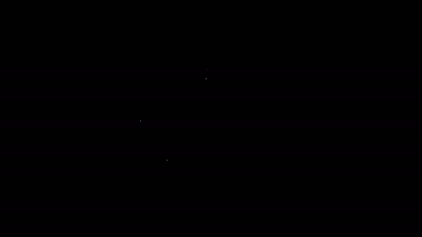 White line Hanukkah dreidel icon isolated on black background. 4K Video motion graphic animation