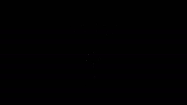 Línea blanca Icono de Hanukkah menorah aislado sobre fondo negro. Hanukkah símbolo tradicional. Religión navideña, festival judío de las Luces. Animación gráfica de vídeo 4K — Vídeo de stock