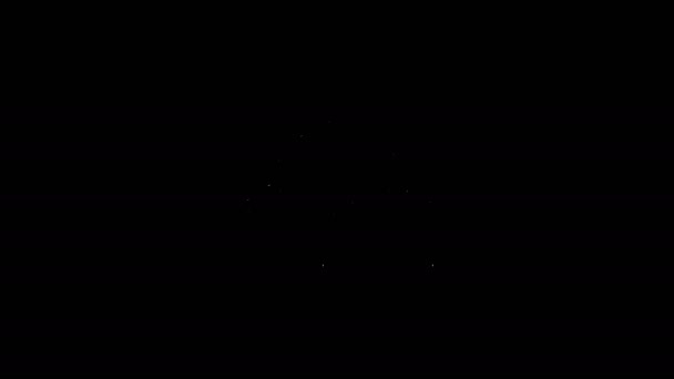 Linea bianca icona dolce panificio ebraico isolato su sfondo nero. Hanukkah sufganiyot. Torta pasquale ebraica. Animazione grafica 4K Video motion — Video Stock