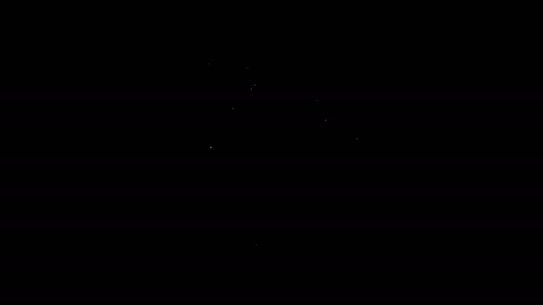 Linea bianca Icona melograno isolata su sfondo nero. Frutto granato. Animazione grafica 4K Video motion — Video Stock