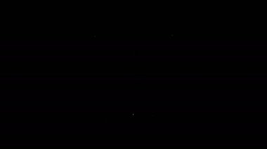 Beyaz çizgi alarm saat simgesi siyah arkaplanda izole edildi. Uyan, kalk konsepti. Zaman işareti. 4K Video hareketli grafik canlandırması