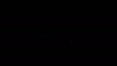 Beyaz hat güç bankasının siyah arka planda izole edilmiş farklı şarj kablosu ikonu var. Taşınabilir şarj cihazı. 4K Video hareketli grafik canlandırması