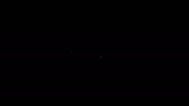 Beyaz çizgi sunumu, film, film, medya projektörü simgesi siyah arkaplanda izole edildi. 4K Video hareketli grafik canlandırması