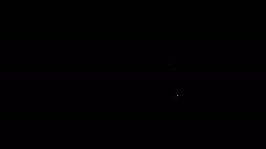 Beyaz çizgi mikrodalga fırın ikonu siyah arkaplanda izole edilmiş. Ev aletleri simgesi. 4K Video hareketli grafik canlandırması
