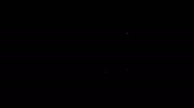 Beyaz çizgi dizüstü bilgisayar simgesi siyah arkaplanda izole edildi. Boş ekran işaretli bilgisayar defteri. 4K Video hareketli grafik canlandırması